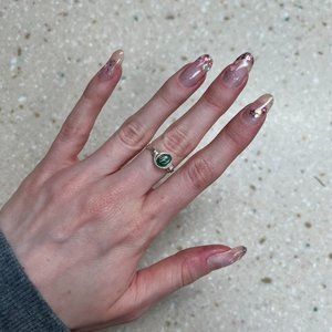 Handmade ring with green stone. Size 6